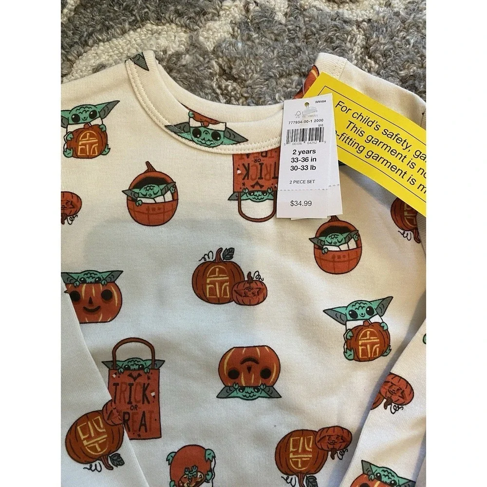 New Baby Gap Grogu Halloween Pajamas PJs 2PC 2T Toddler Boy Girl Unisex Star
